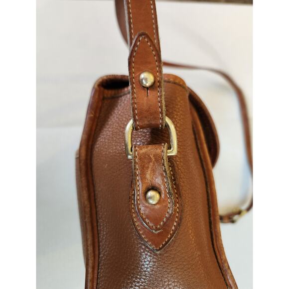VTG 80s Dooney & Bourke Essex R25 Leather Saddle Tan Handbag Purse USA Serial # - Picture 7 of 15